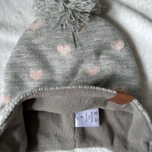 Knitted Winter fleece lining toddler hat with pompon size  s